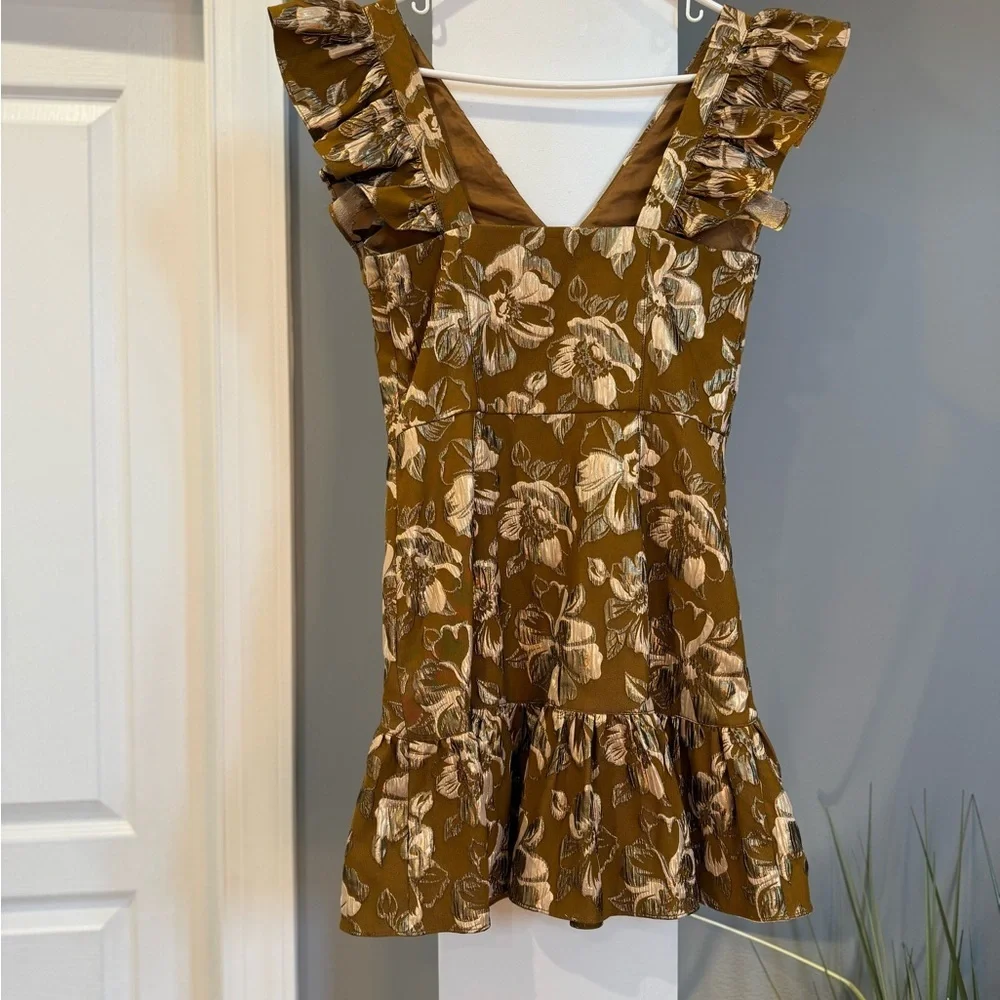 Love Shack Fancy Alanis Brocade’s Ruffle Sleeve Dress - Picture 7 of 14